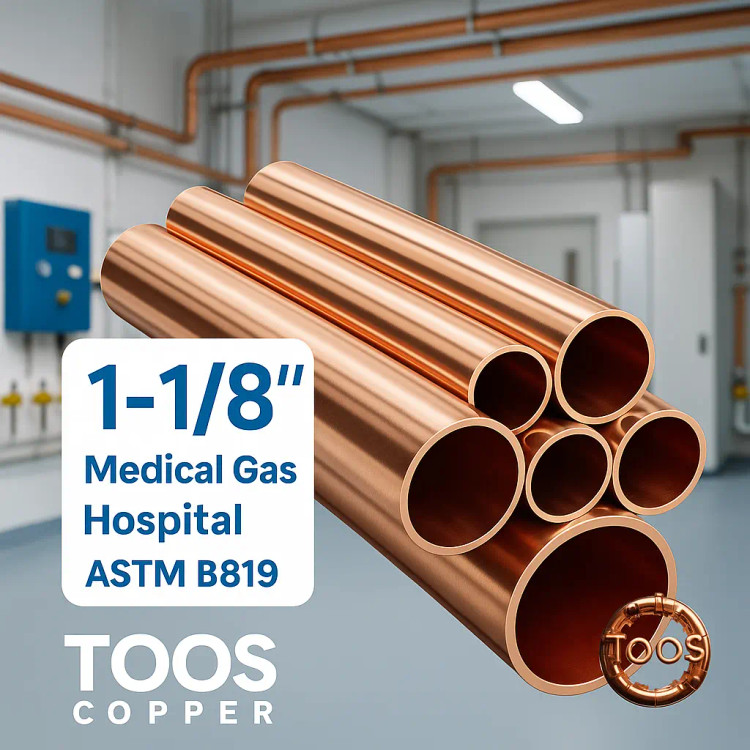 خرید لوله مسی سایز 1.1/8 اینچ تیپ k مناسب گازطبی، تاسیسات ، چیلر و سردخانه